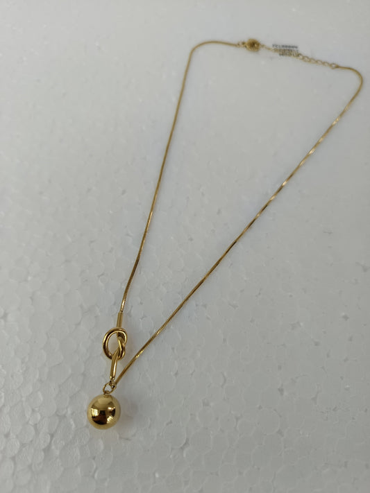 Minimal Gold Toggle Ball Pendant Necklace | Stainless Steel with Glossy Finish