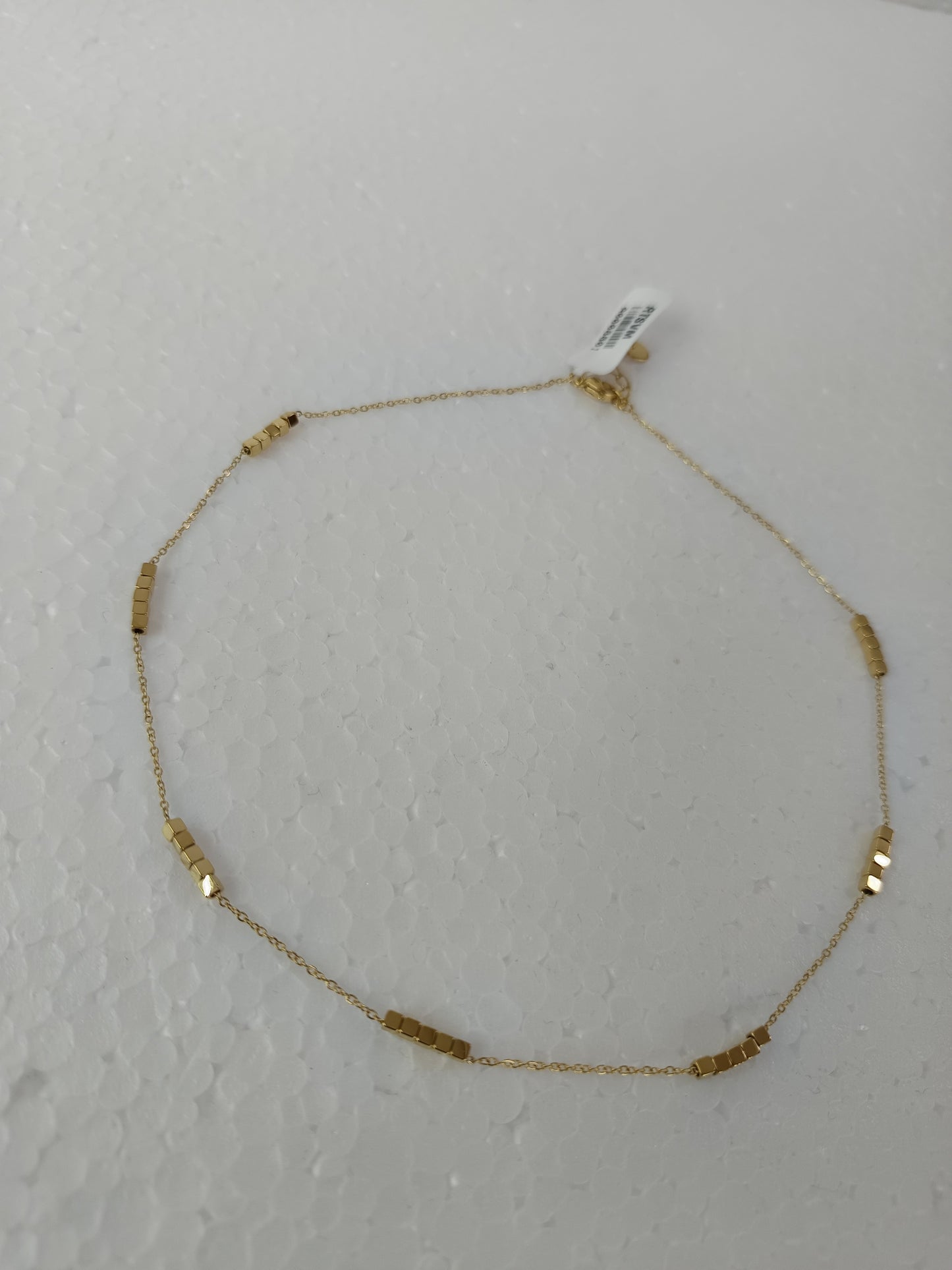 Geometric Cube Beads Gold Necklace | Minimalist Everyday Wea