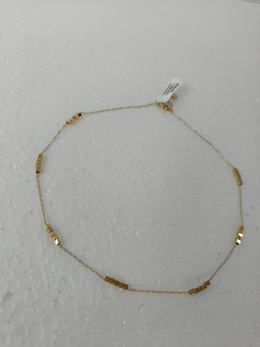 Geometric Cube Beads Gold Necklace | Minimalist Everyday Wea