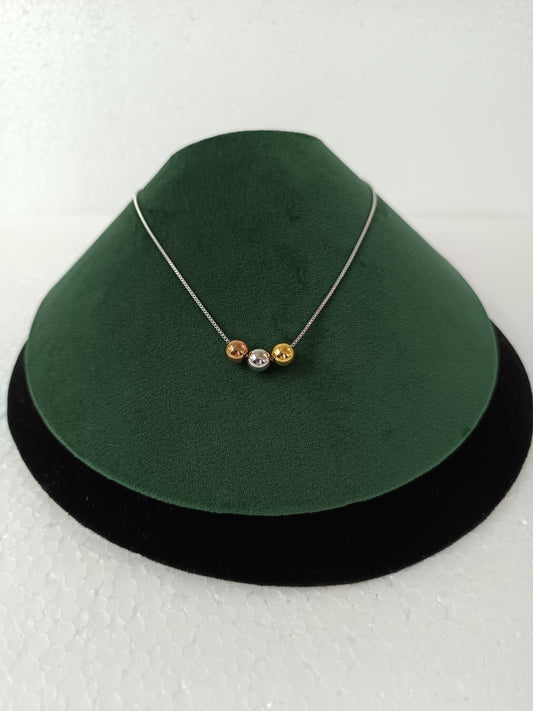 Tricolor Bead Necklace | Stainless Steel | Gold, Rose Gold & Silver Tones