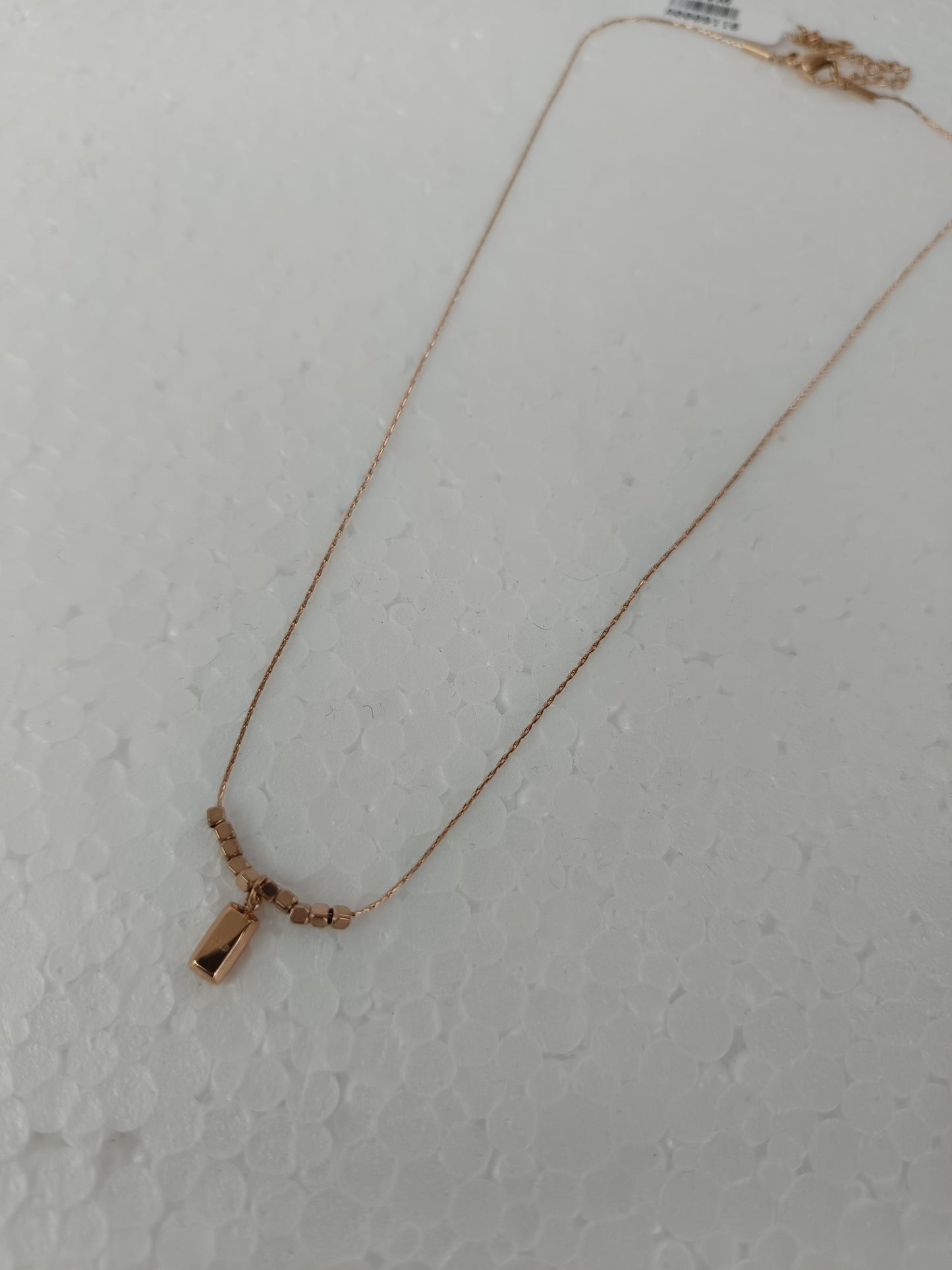 Rose Gold Brick Bead Necklace | Stainless Steel | Dainty Modern Chain