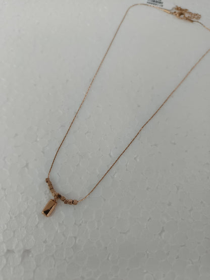 Rose Gold Brick Bead Necklace | Stainless Steel | Dainty Modern Chain