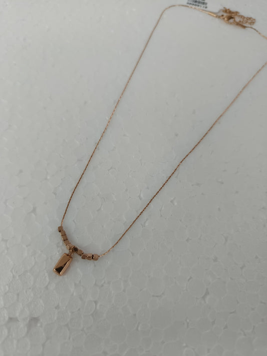Rose Gold Brick Bead Necklace | Stainless Steel | Dainty Modern Chain