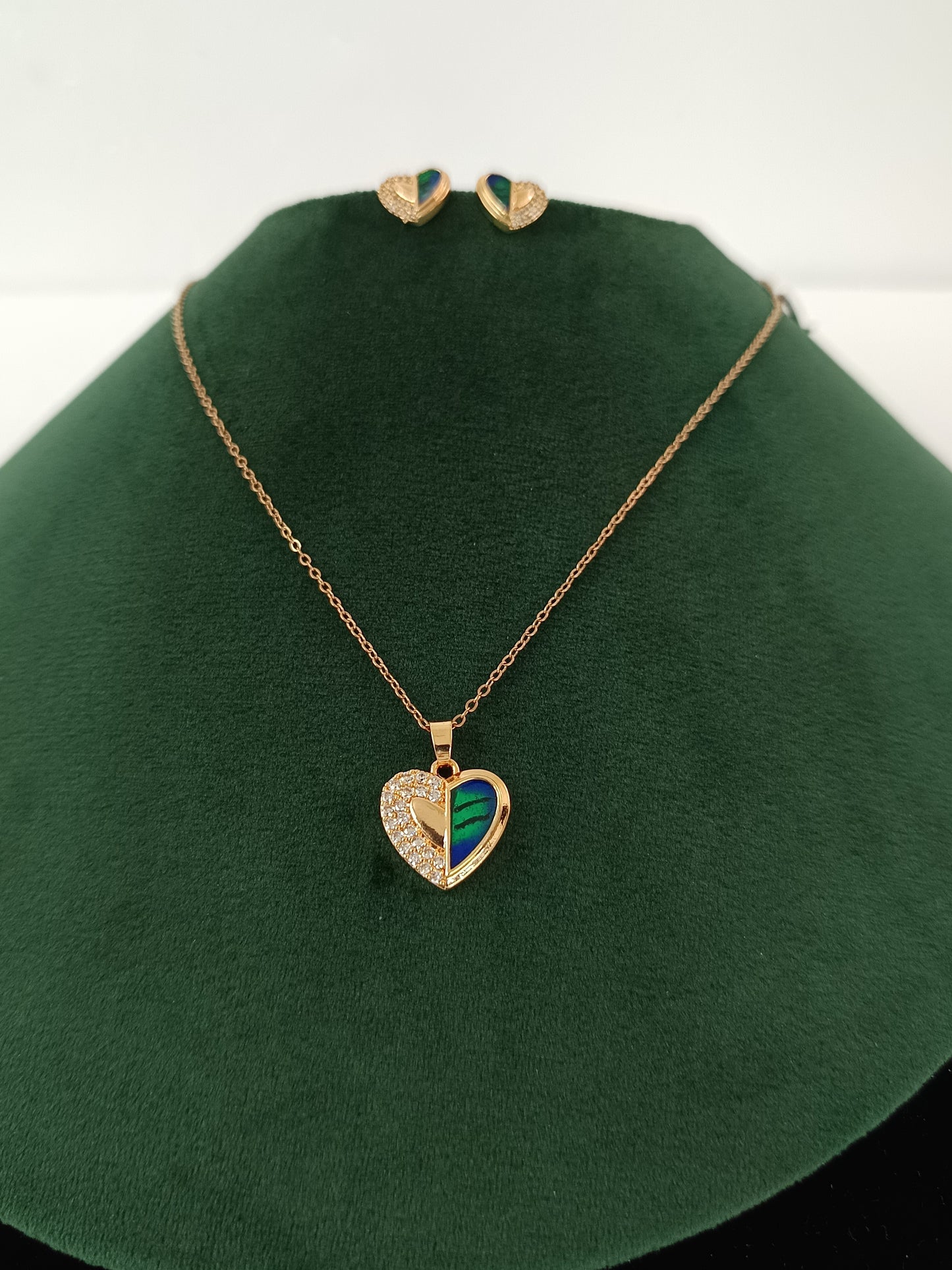 "Heart of Enchantment: Rose Gold American Diamond Necklace Set"