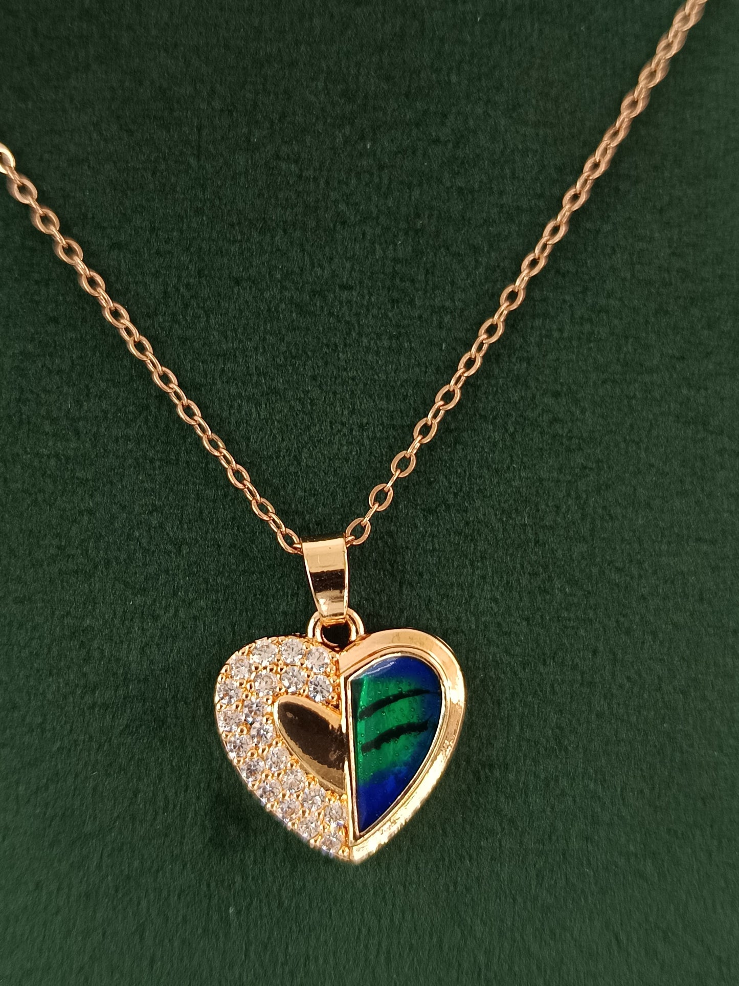 "Heart of Enchantment: Rose Gold American Diamond Necklace Set"
