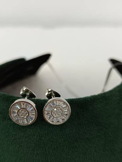 "Silver Splendor: American Diamond & Baguette Necklace Set"