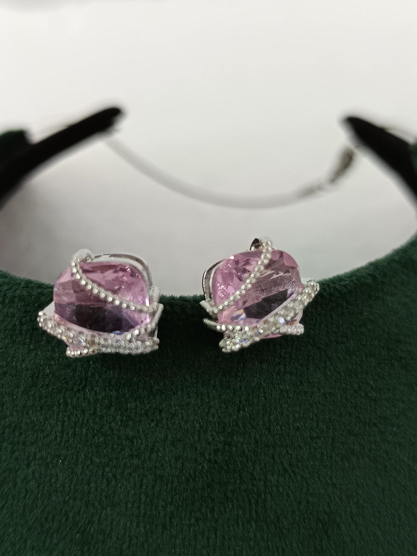 Silver Finish AD Perpal Dezzal Pendant Set with Chain & Ear Tops