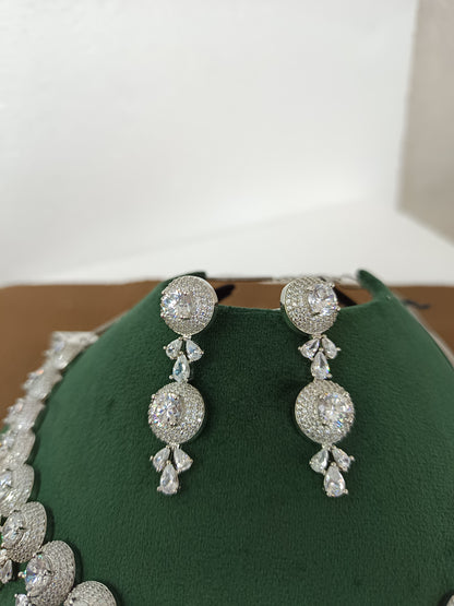 Celestial Glow – Premium Rhodium-Plated American Diamond Necklace Set