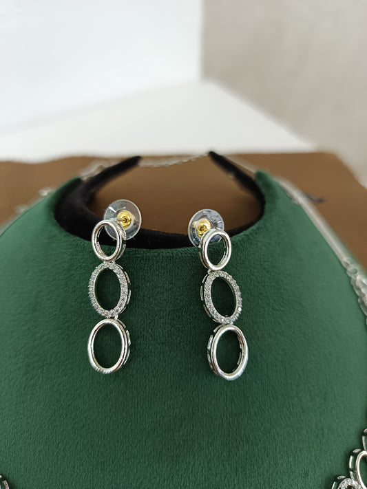 Celeste Loops – Rhodium-Plated American Diamond Necklace Set