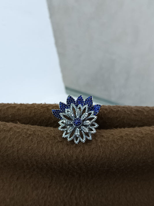 Radiant Ruby Bloom Adjustable Ring - Platinum Plated