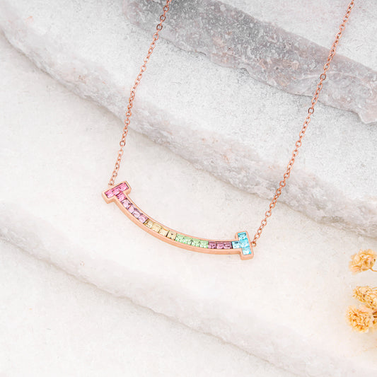 smilling dimple rainbow necklace