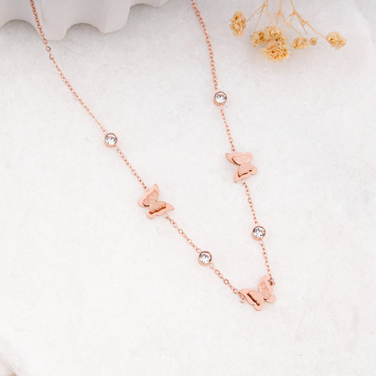 joyfull rose gold butterfly necklace