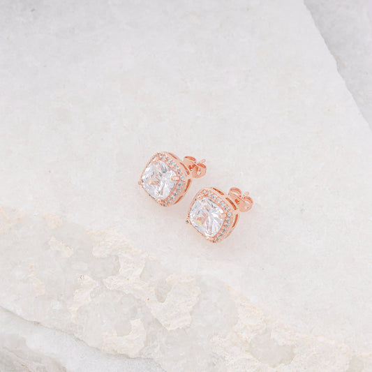 ROSE GOLD WHITE BIG ZIRCON STUDE