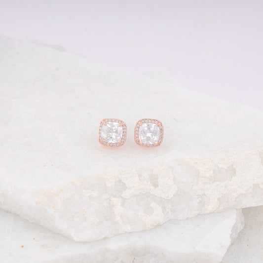 ROSE GOLD WHITE BIG ZIRCON STUDE