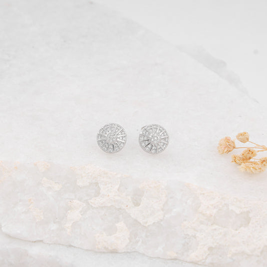 PLATINUM PLATED CZ SWIRL STUD EARRING