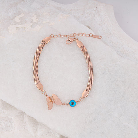 18KT ROSE GOLD  EVIL EYE ADJUSTABLE BRACELET