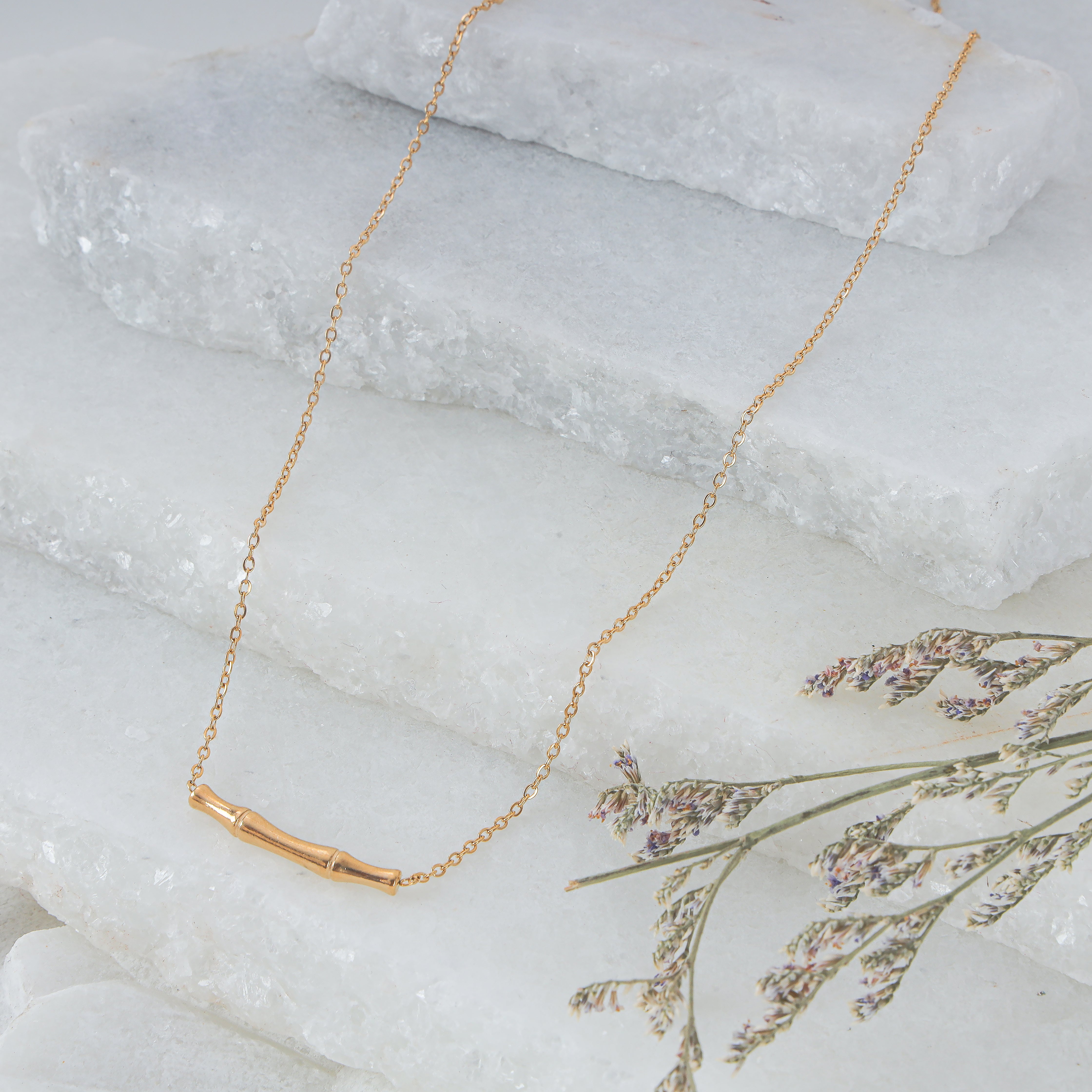 ROSE GOLD PLATED NATURAL STICK NECKLACE