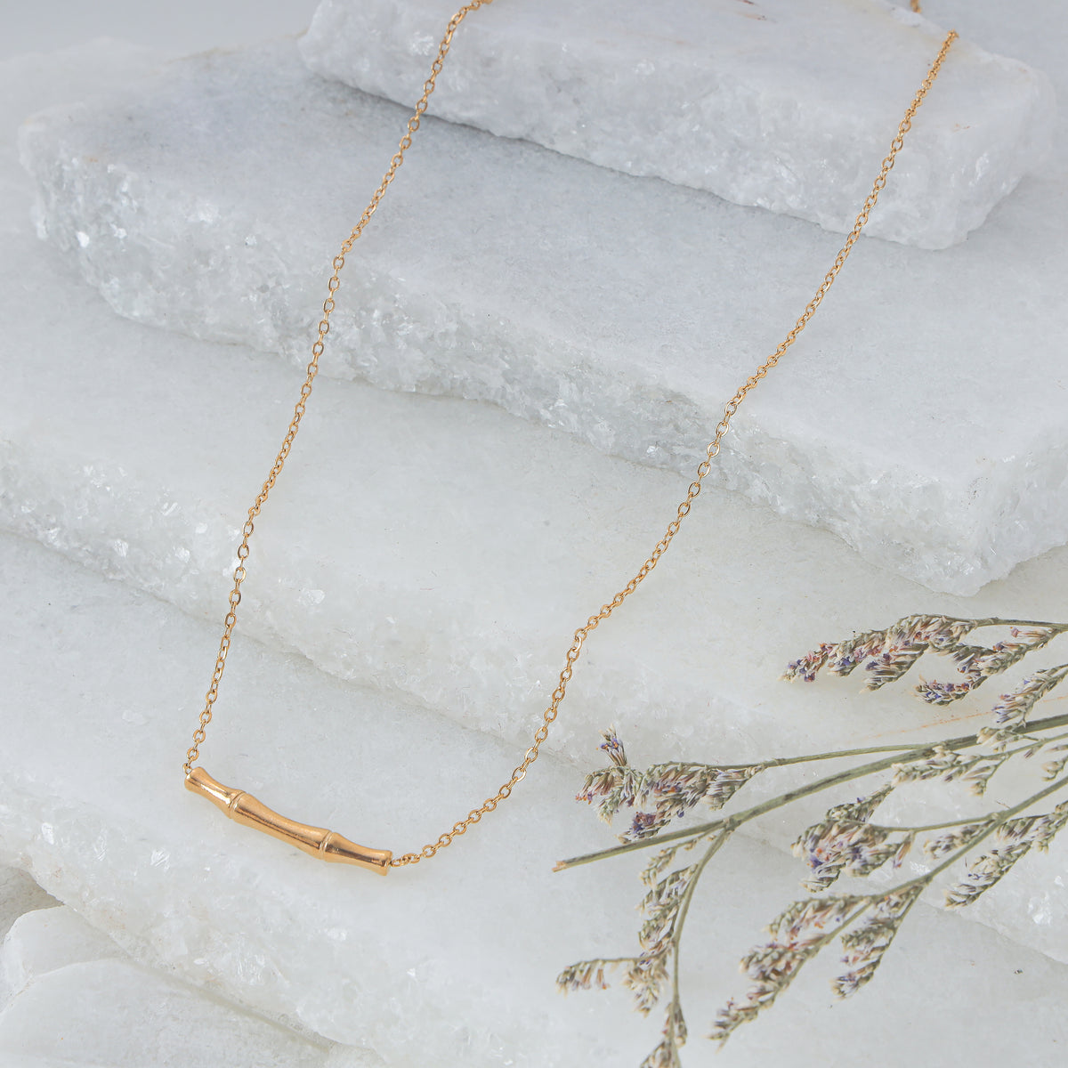 ROSE GOLD PLATED NATURAL STICK NECKLACE