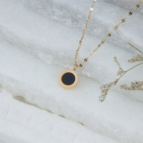 18KT ROSE GOLD BLACK CERCAL NECKLACE