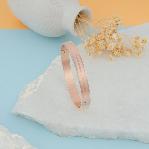 ROSE GOLD PLATED UNISEX STAINLESS STEEL WITH SPARKLE LINING KADA BRACELET