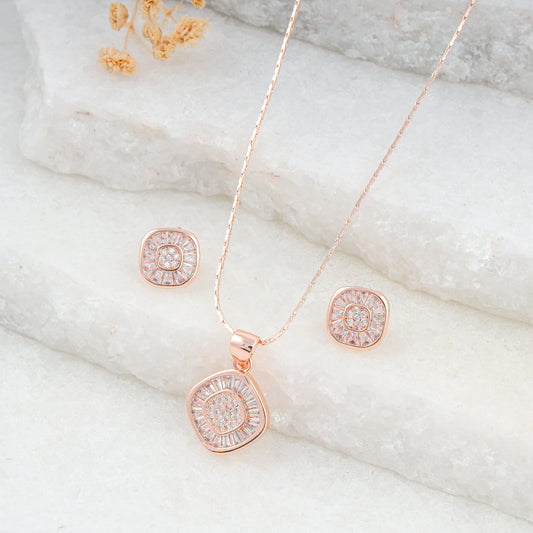 18K ROSE GOLD PLATED CHOKI DIAMOND,SQUARE SHAPE PENDANT SET WITH 18"ADJUSTABLE CHAIN