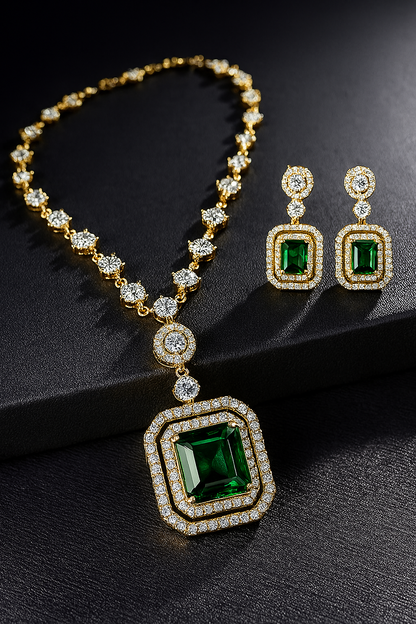 Emerald Radiance AD Necklace Set