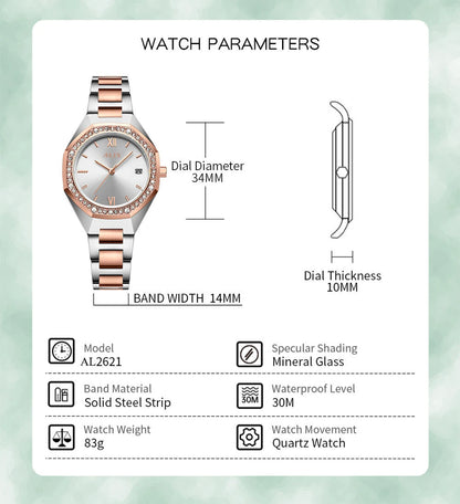 ALIX AL2531 SRGW Women’s Rose Gold & Silver Analog Watch – Stainless Steel Strap