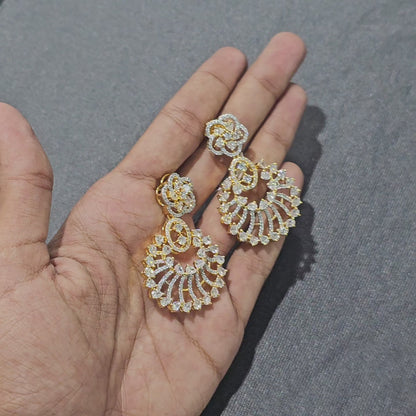 Petal Fan Chandeliers AD Earrings