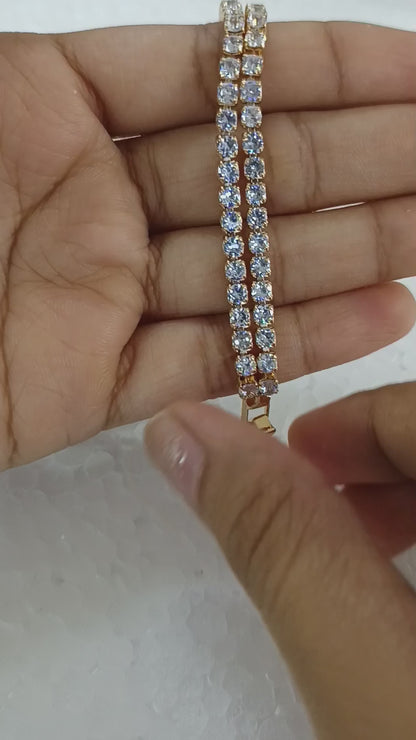 Double-Row Crystal Tennis Bracelet in Gold-Tone