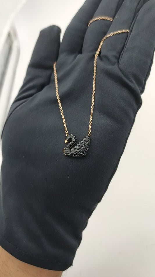 ROSE GOLD PLATED BLACK DUCK PENDENT WITH CHAIN