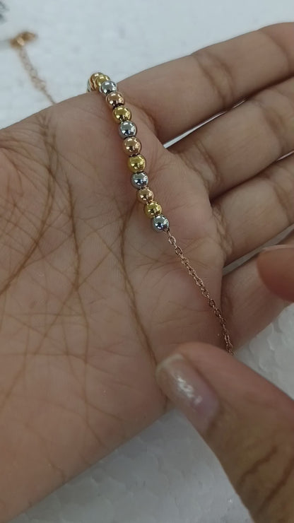 Dual-Tone Beaded Stainless Steel Chain Bracelet