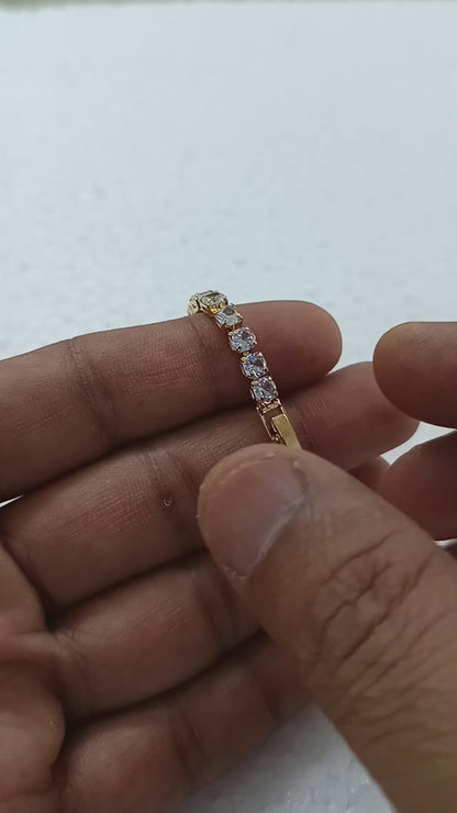 Luxury Gold-Plated Tennis Bracelet with Round-Cut Cubic Zirconia Stones