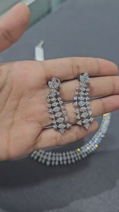 Silver Triad American Diamond AD Necklace Set