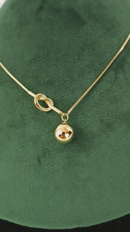 Minimal Gold Toggle Ball Pendant Necklace | Stainless Steel with Glossy Finish