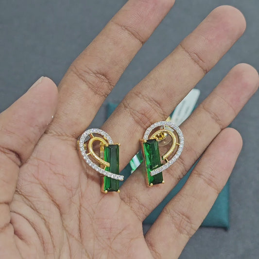 Emerald Baguette Abstract AD Pendant Set