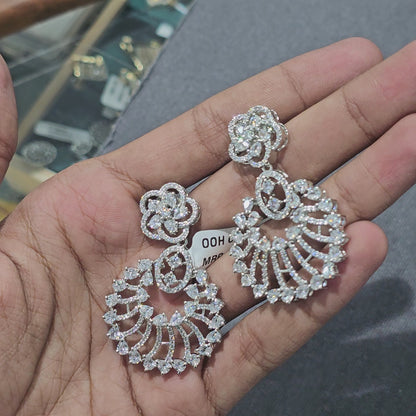 Petal Fan Chandeliers AD Earrings
