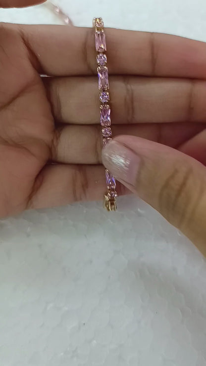 Pink Crystal Single-Row Tennis Bracelet