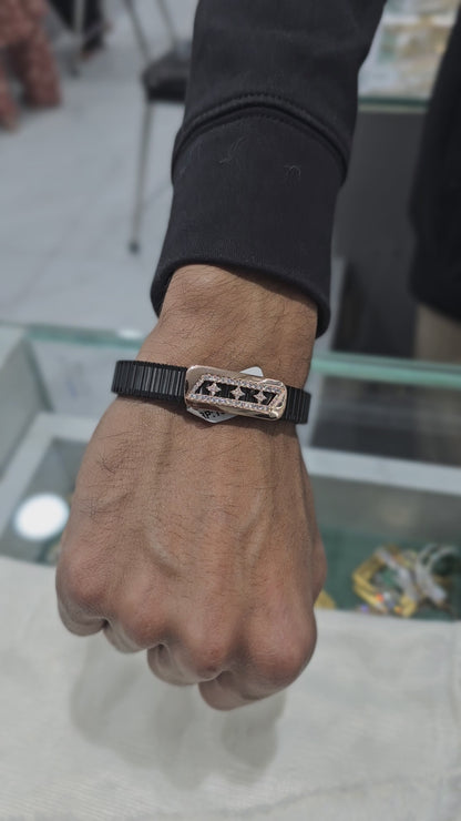 Black Flex Bracelet with Rose Gold Diamond Accent