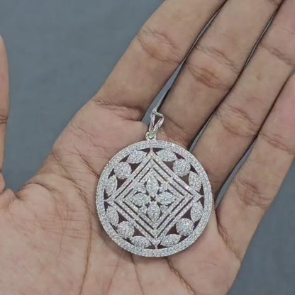 Circular Floral Mandala AD Pendant Set