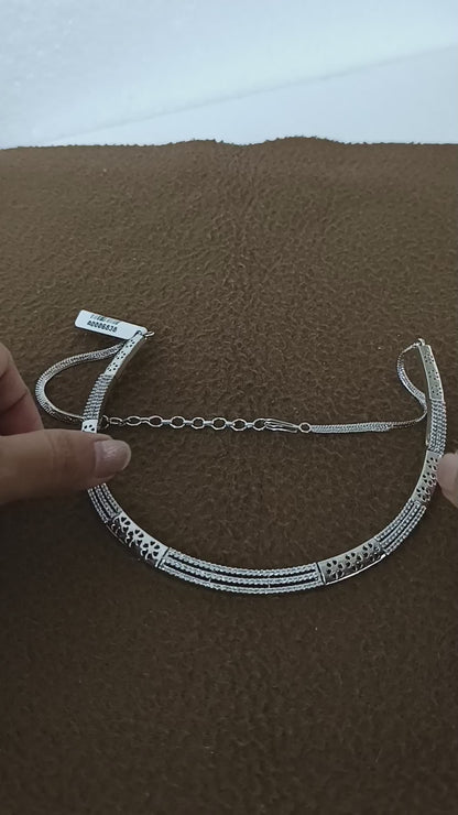 Urban Grace – Rhodium-Plated Geometric American Diamond Necklace