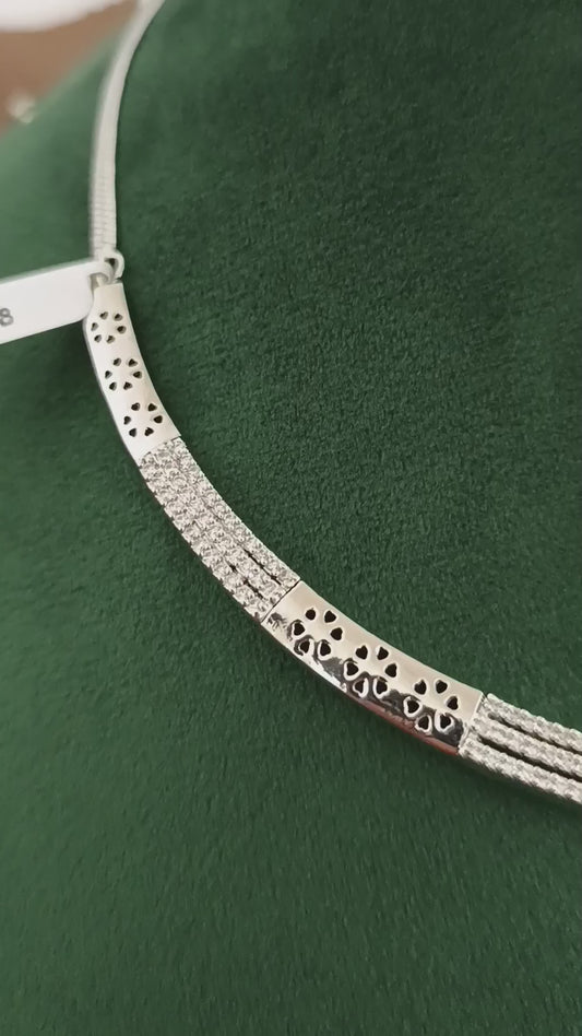 Urban Grace – Rhodium-Plated Geometric American Diamond Necklace