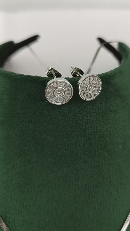 "Silver Splendor: American Diamond & Baguette Necklace Set"