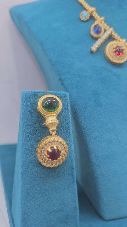 Sanchi Designer Charm Necklace with Matching Earrings