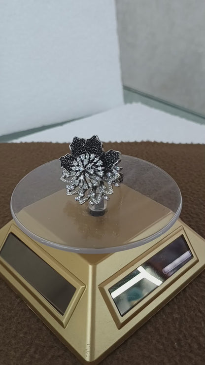 Royal Bloom Adjustable Platinum-Plated Finger Ring with AD Sparkle & Color stone