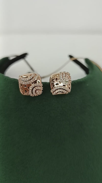 "Luminous Rose Gold Whisper: Laser-Cut American Diamond Necklace Set"
