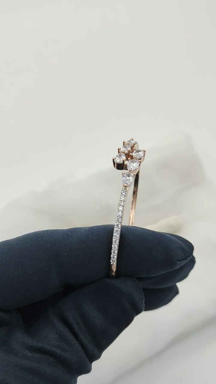 CZ DIAMOND AND DROP SHAPE STONE WITH ROSE GOLD PLATED CLASSIC BRECELET