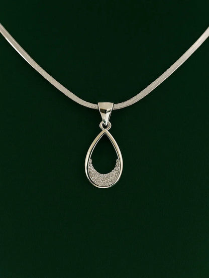 "Silver Elegance: American Diamond Waterdrop Necklace Set"