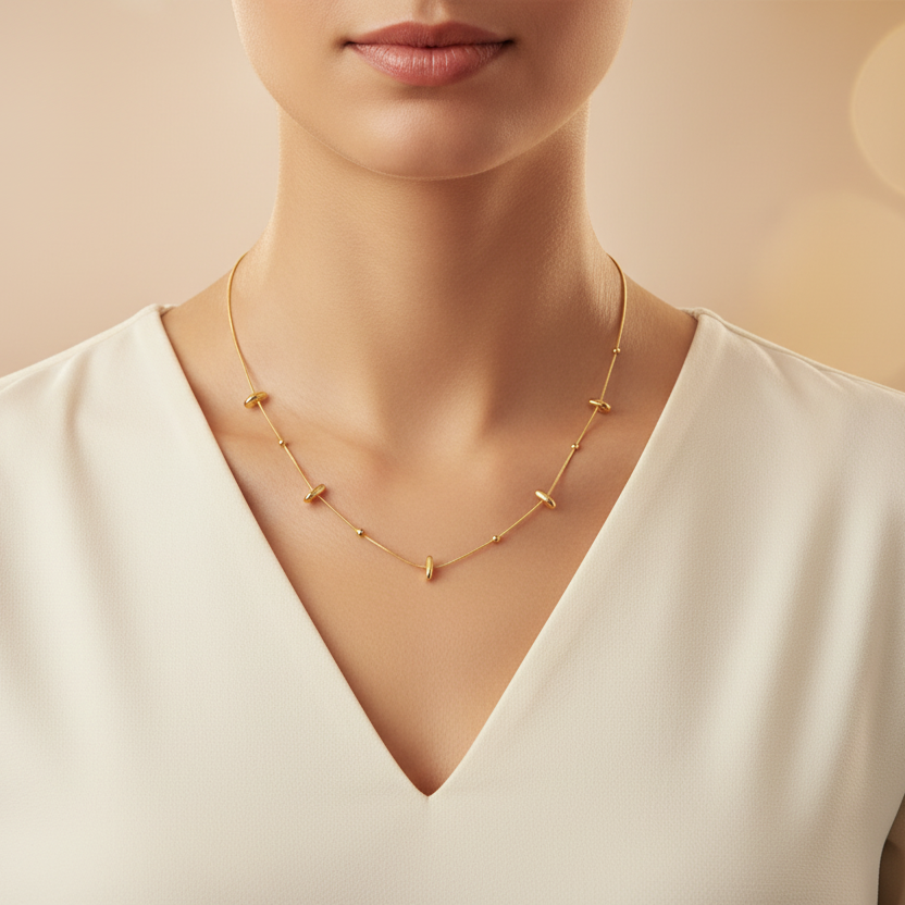 Minimalist Gold Chain Necklace With Bead & Accents