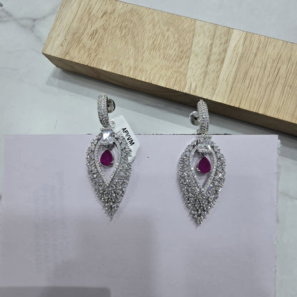Ruby Teardrop Halo Earrings