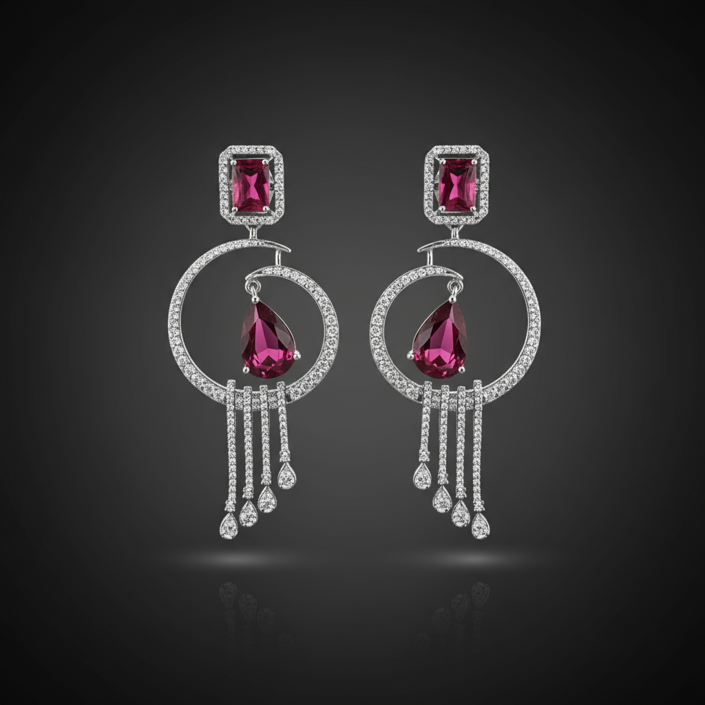 Halo Cascade Drops AD Earrings